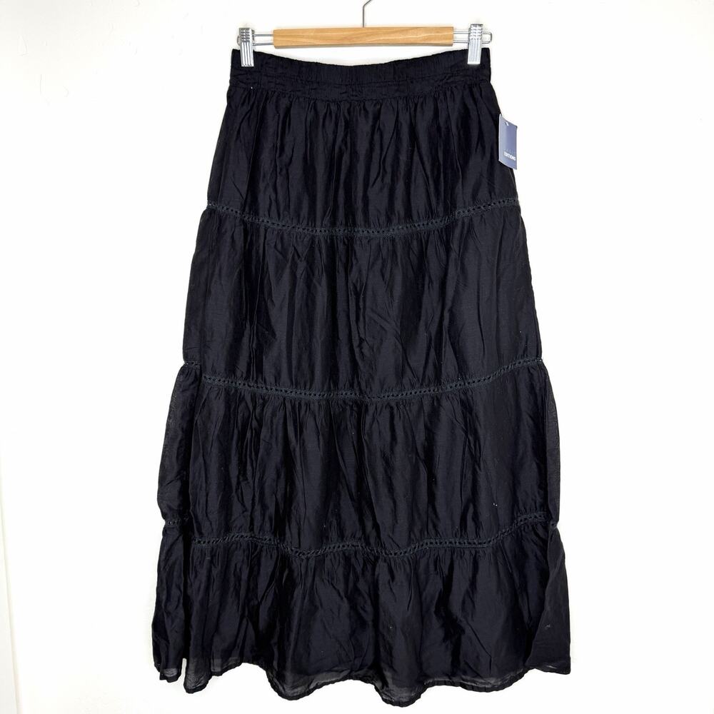 Vintage Basic Editions Tired Maxi Skirt Womens Medium Black